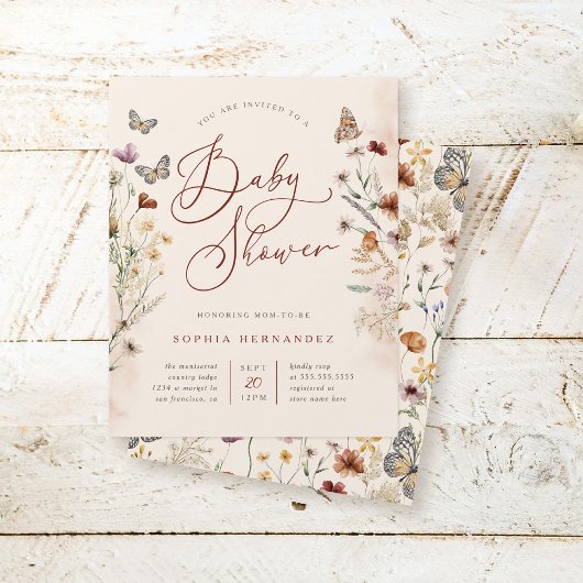 Budget Boho Waterverf Wildflower Baby shower
