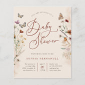 Budget Boho Waterverf Wildflower Baby shower (Voorkant)