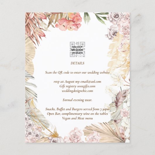 BUDGET BOHO Wedding Invite Digital Download (Achterkant)