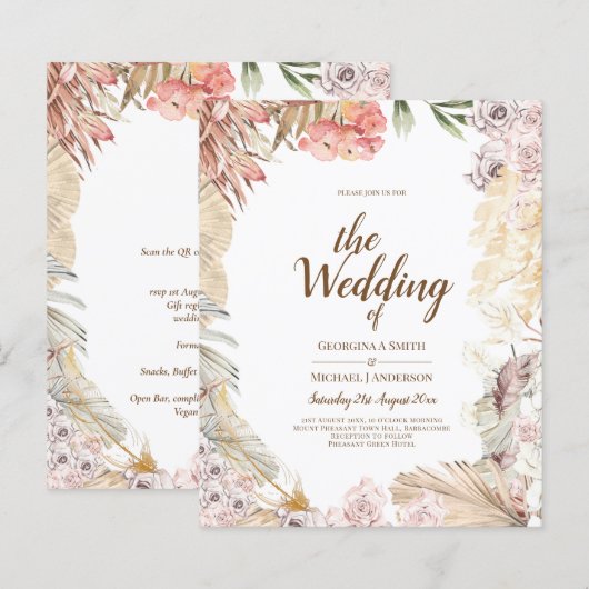 BUDGET BOHO Wedding Invite Digital Download (Voorkant / Achterkant)