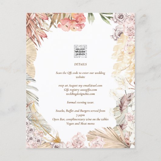 BUDGET BOHO Wedding Invite Digital Download (Achterkant)