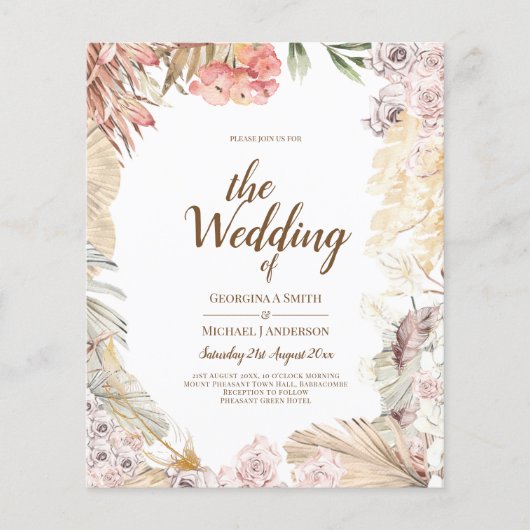 BUDGET BOHO Wedding Invite Digital Download (Voorkant)