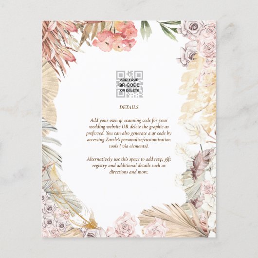 BUDGET BOHO Wedding Invite Digital Download (Achterkant)