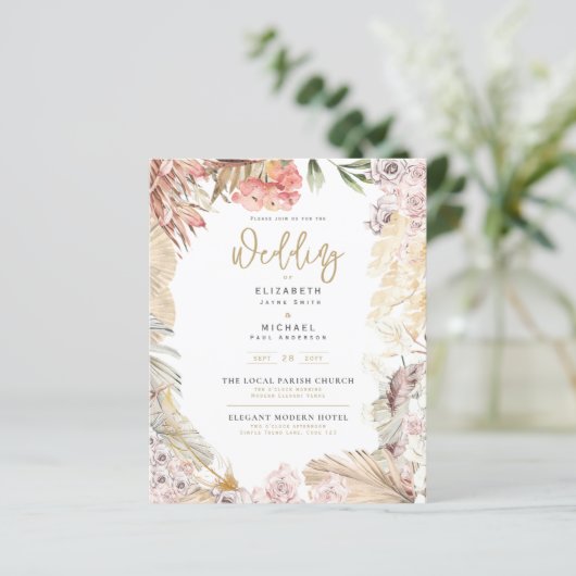 BUDGET BOHO Wedding Invite Digital Download (Staand voorkant)