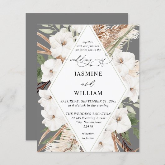 Budget Boho White Floral Summer Fall Wedding (Voorkant / Achterkant)