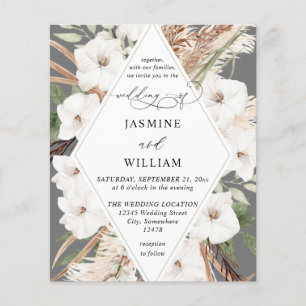 Budget Boho White Floral Summer Fall Wedding Flyer