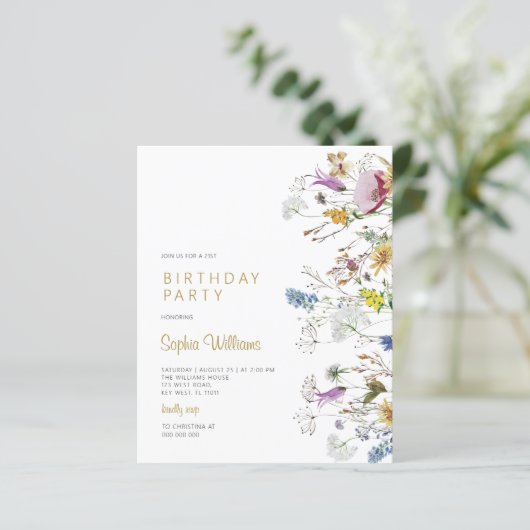 Budget Boho Wildbloemen Aannodiging (Staand voorkant)