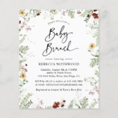 Budget Boho Wildbloemen Baby Brunch Uitnodiging (Voorkant)