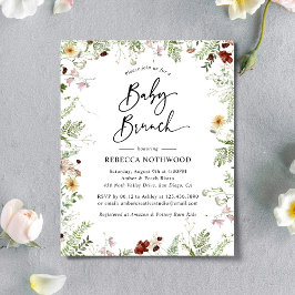 Budget Boho Wildbloemen Baby Brunch Uitnodiging