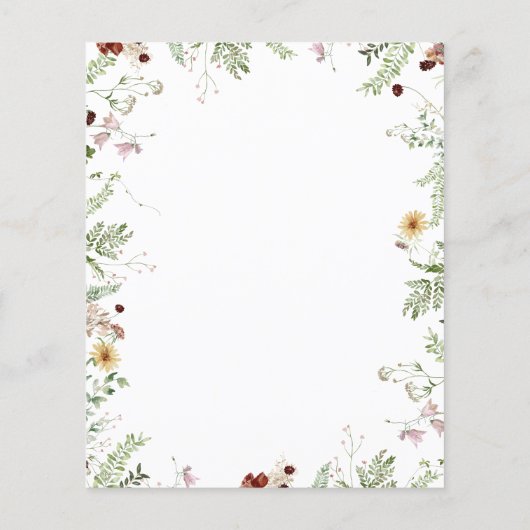 Budget Boho Wildbloemen Baby Brunch Uitnodiging (Achterkant)