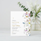 Budget Boho Wildbloemen Baptisme Uitnodiging (Staand voorkant)