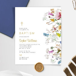 Budget Boho Wildbloemen Baptisme Uitnodiging