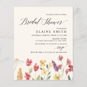 Budget Boho Wildbloemen Bridal Shower Invitations