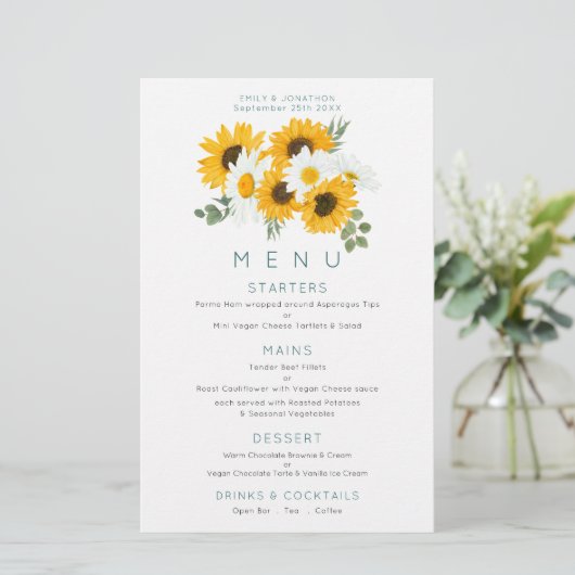 Budget Boho Wildbloemen - Het menu Zonnebloemen (Staand voorkant)