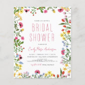 Budget Boho Wilde Bloemen Bruidsfeest Uitnodiging Flyer (Voorkant)