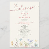 Budget boho wilde bloemen bruiloft programma flyer (Voorkant)