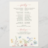 Budget boho wilde bloemen bruiloft programma flyer (Achterkant)