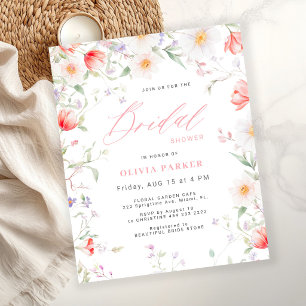 Budget boho wilde bloemen bruiloft uitnodiging