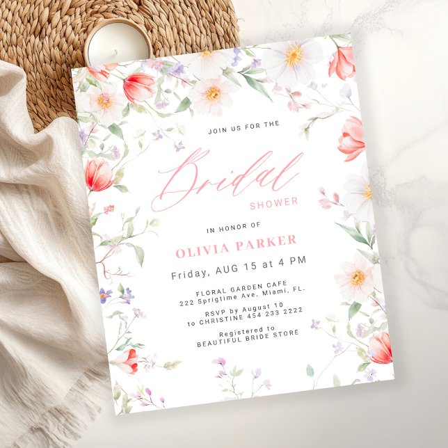 Budget boho wilde bloemen bruiloft uitnodiging (Creator heeft geüpload)