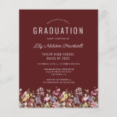 Budget Boho Wilde Bloemen Burgundy Afstudeerfeest (Voorkant)