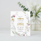 Budget Boho Wildflower 1e Verjaardag Uitnodiging (Staand voorkant)