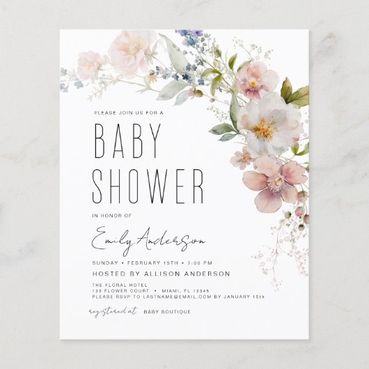 Budget Boho Wildflower Baby shower (Voorkant)
