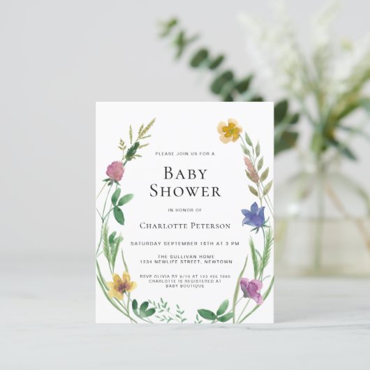 Budget Boho Wildflower Baby shower (Staand voorkant)