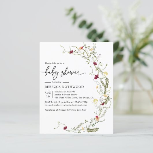 Budget Boho Wildflower Baby shower (Staand voorkant)