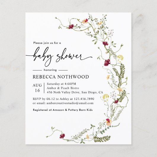 Budget Boho Wildflower Baby shower (Voorkant)