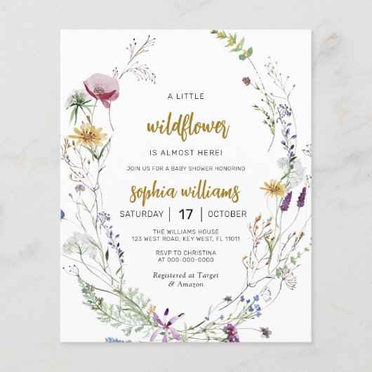 Budget Boho Wildflower Baby shower (Voorkant)