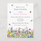 Budget Boho Wildflower Baby shower Aankondigingskaart (Voorkant)