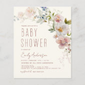 Budget Boho Wildflower Baby shower Flyer (Voorkant)