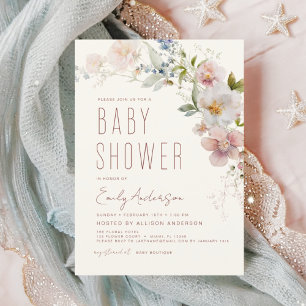 Budget Boho Wildflower Baby shower Flyer