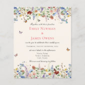 Budget Boho Wildflower Bloemen Bruiloft Uitnodigin (Voorkant)