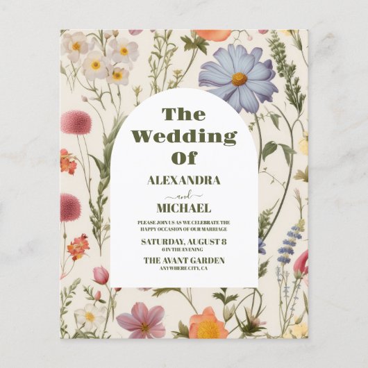 Budget Boho Wildflower Botanische bruiloft (Voorkant)