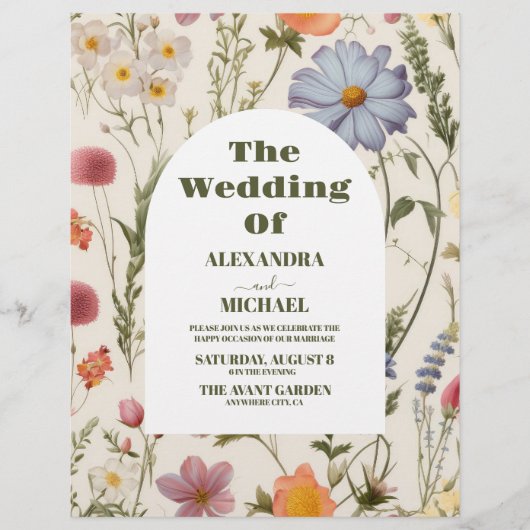 Budget Boho Wildflower Botanische bruiloft Flyer (Voorkant)