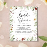 Budget Boho Wildflower Bridal Shower<br><div class="desc">Deze elegante uitnodiging van het Begroting van de collecties van de Beweide van de Wilde Bloem kenmerkt de donkere floralen van de waterverf met delicate groenwijnstokken, die met een modern manuscriptdoopvont worden geparineerd. Ideaal voor elk seizoen. Om vooruitgangsveranderingen aan te brengen, uitgezocht pas aan -> geef het gebruiken van het...</div>