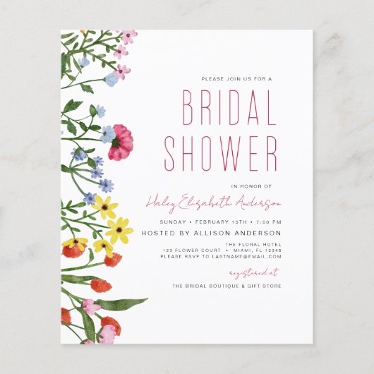 Budget Boho Wildflower Bridal Shower Flyer (Voorkant)