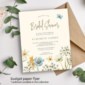 Budget boho wildflower bruids douche uitnodiging flyer
