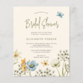 Budget boho wildflower bruids douche uitnodiging flyer (Voorkant)