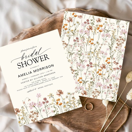 Budget Boho Wildflower Bruiloft Uitnodiging Flyer