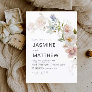 Budget Boho Wildflower Wedding Elegant Uitnodiging Flyer