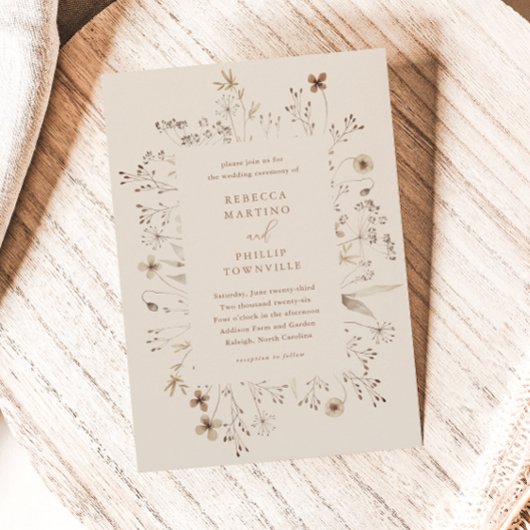 Budget Boho Wildflower Wedding Uitnodiging