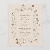 Budget Boho Wildflower Wedding Uitnodiging (Voorkant)