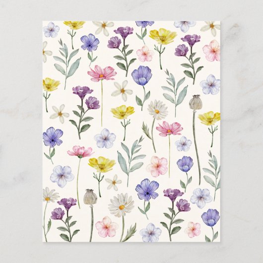 Budget Boho Wildflower Wedding Uitnodiging (Achterkant)