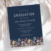 Budget Boho Wildflowers Navy Blue Graduation Party