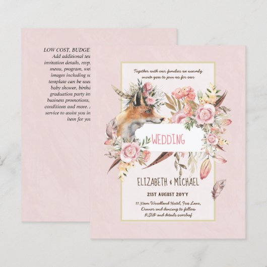 BUDGET Boho Woodland FOX Bloemige Trouw Moderne (Voorkant / Achterkant)