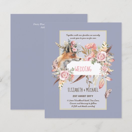 BUDGET Boho Woodland FOX Floral Wedding Modern (Voorkant / Achterkant)