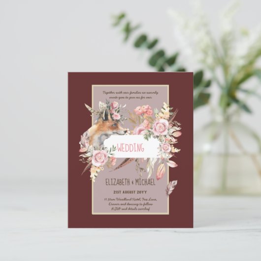 BUDGET Boho Woodland FOX Floral Wedding Modern (Staand voorkant)