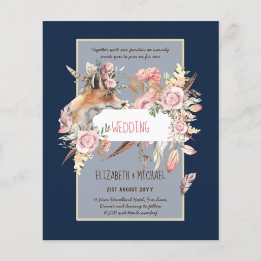 BUDGET Boho Woodland FOX Floral Wedding Modern (Voorkant)